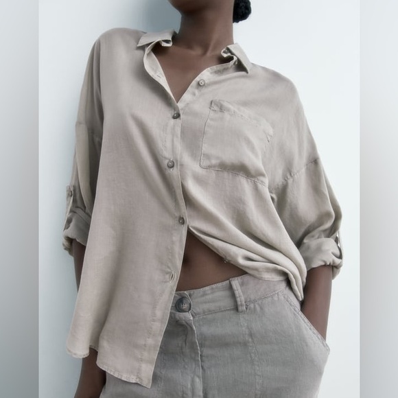 Tops - NWT Zara Pocket Shirt Size XL